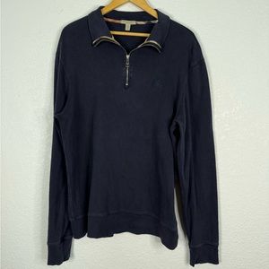 Burberry Brit 1/4 zip cotton navy pullover embroidered logo Preppy Casual Office